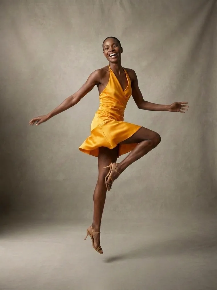 Mid-jump, caught laughing