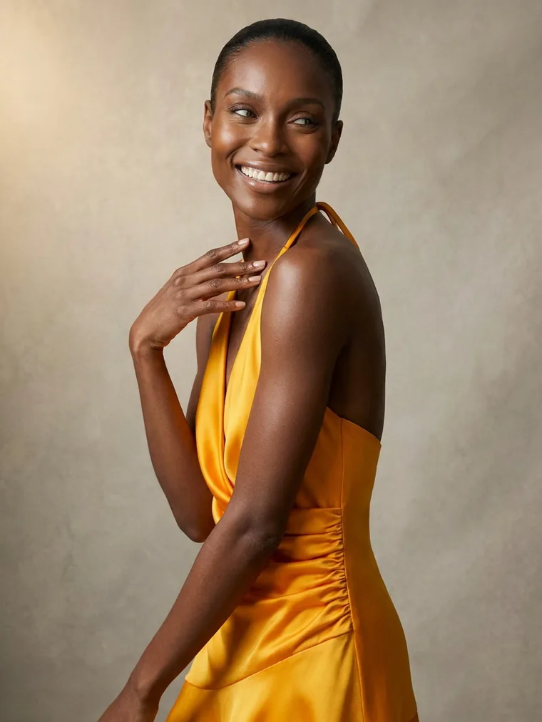 Turning back with a bright smile