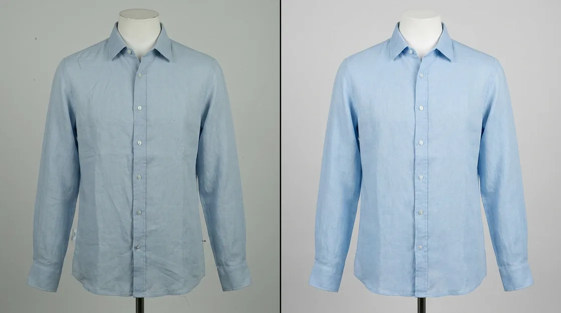 Shirt on mannequin before and after retouching