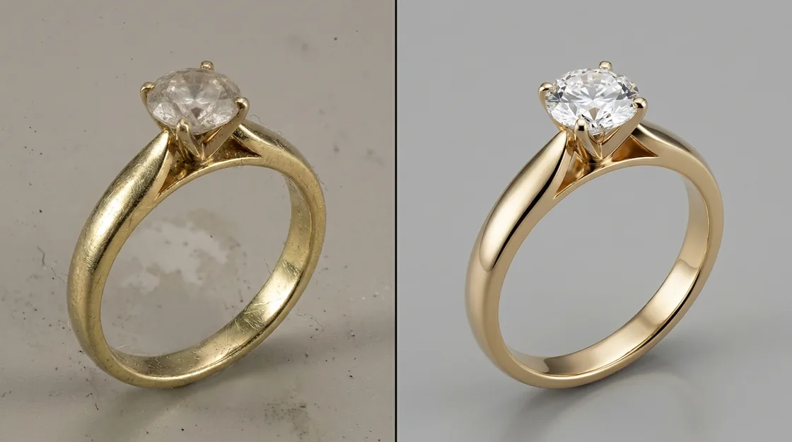 Jewellery before and after retouching